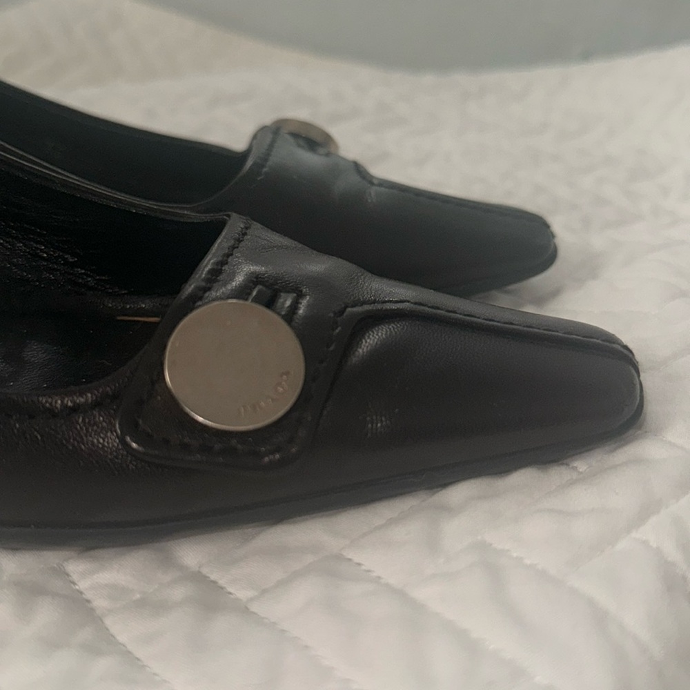 PRADA Leather Square Toe Pumps Scamosciato Trend Moro Size 38 - fits 7 or 7 1/2 - Picture 2 of 4